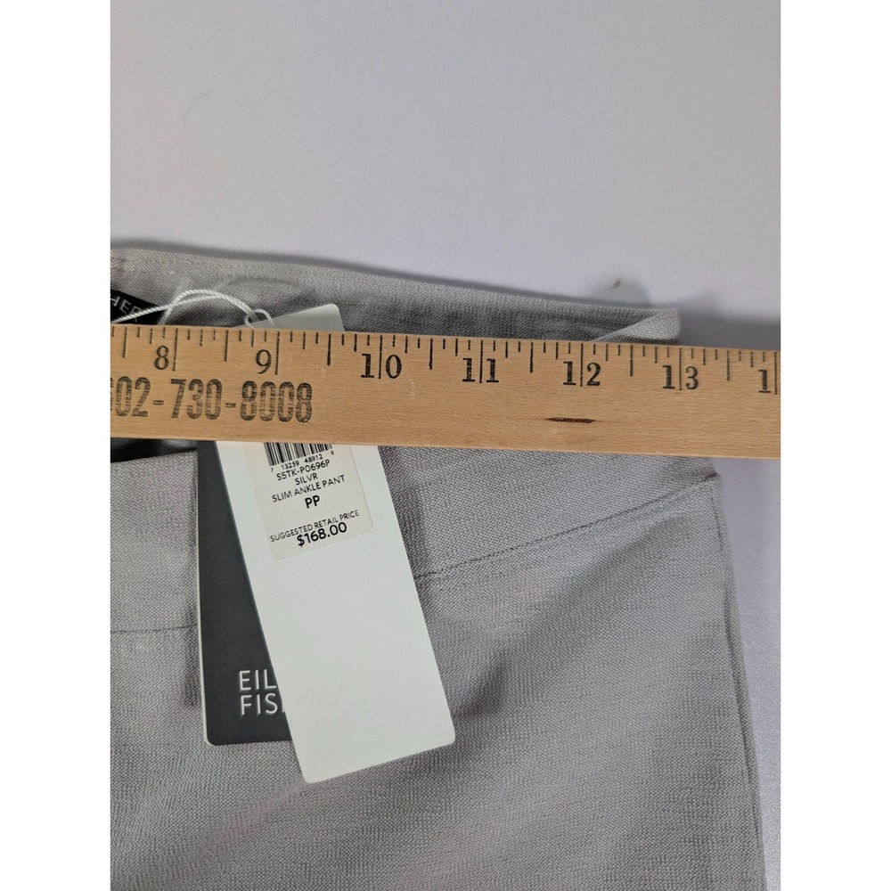 Eileen Fisher Pants Women's Petite Slim Ankle Crepe Silver Pull On System New - Picture 7 of 10